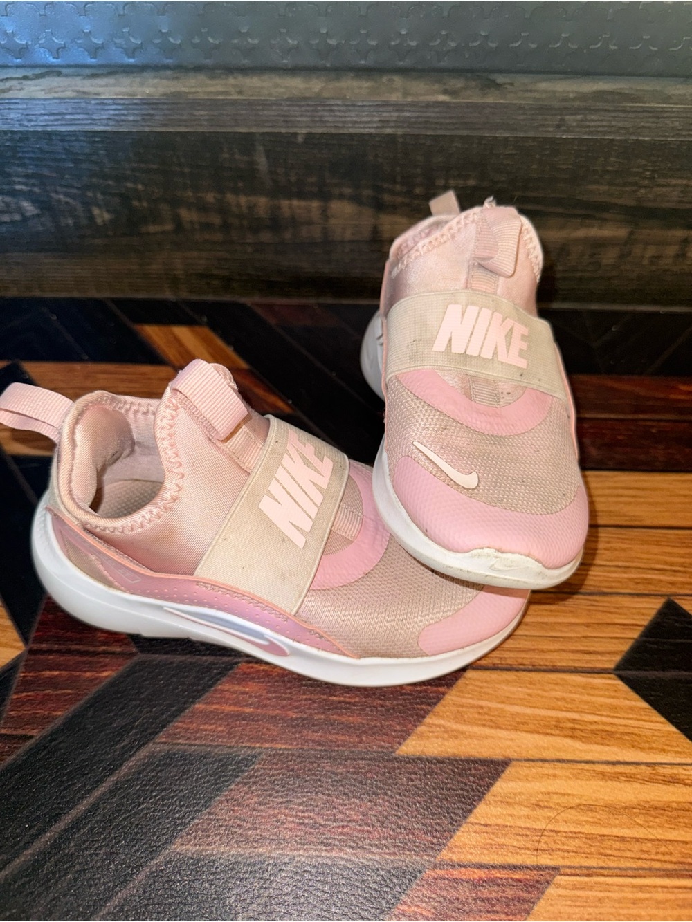 Nike Kids Pink and White Slip-On Athletic Sneakers